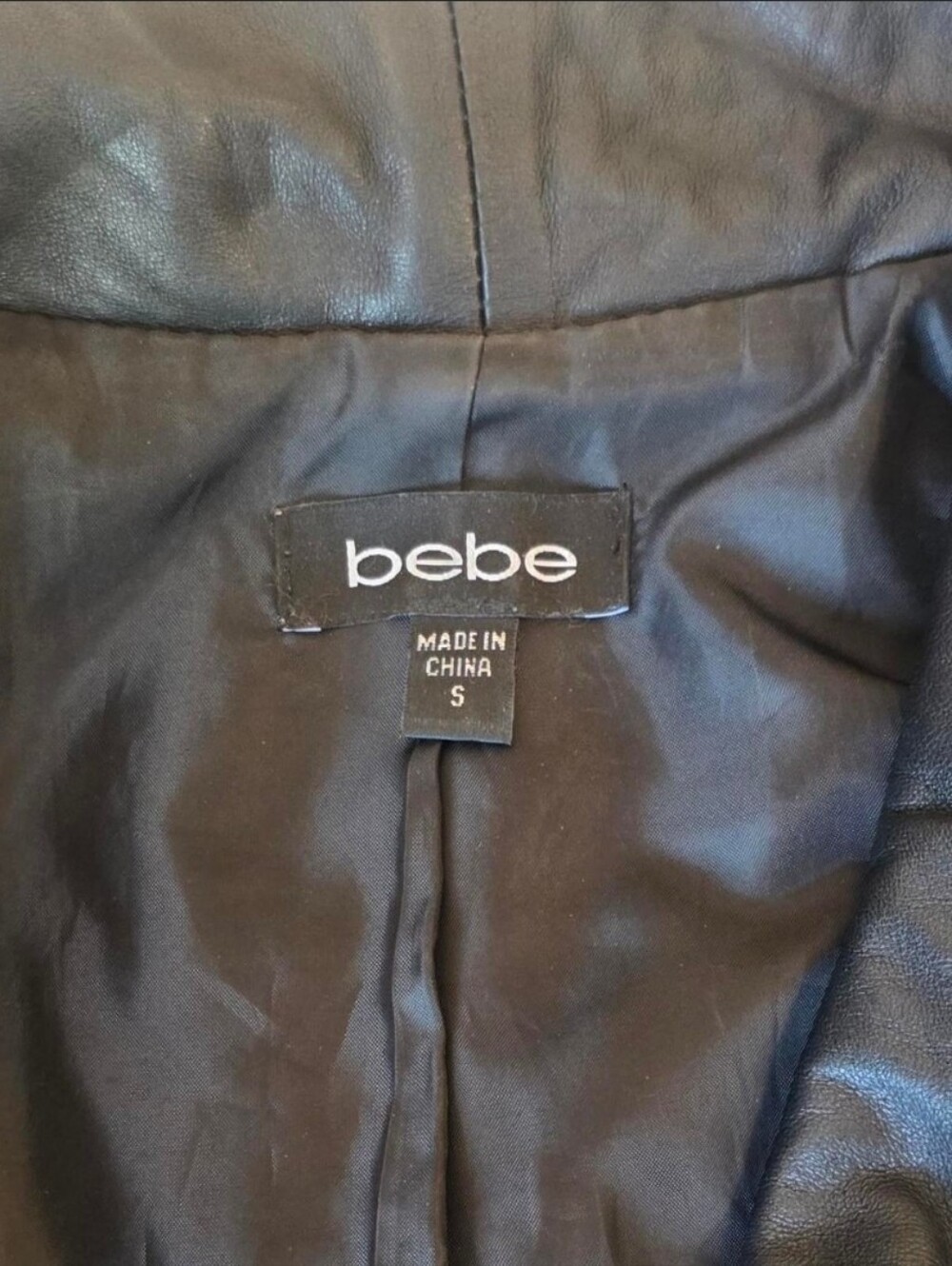 bebe Black Leather Jacket with Satin Lining - Picture 2 of 4